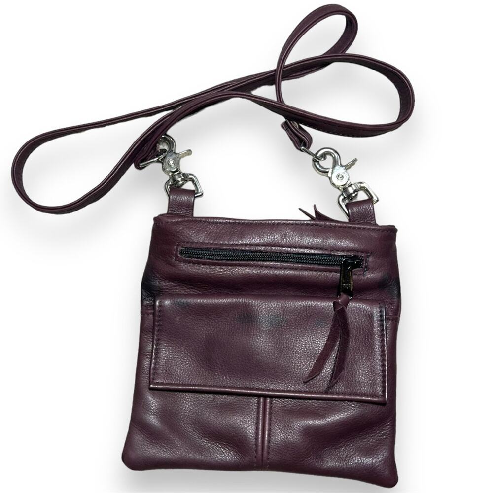 Victoria Leather Company Plum Leather Vintage Crossbody